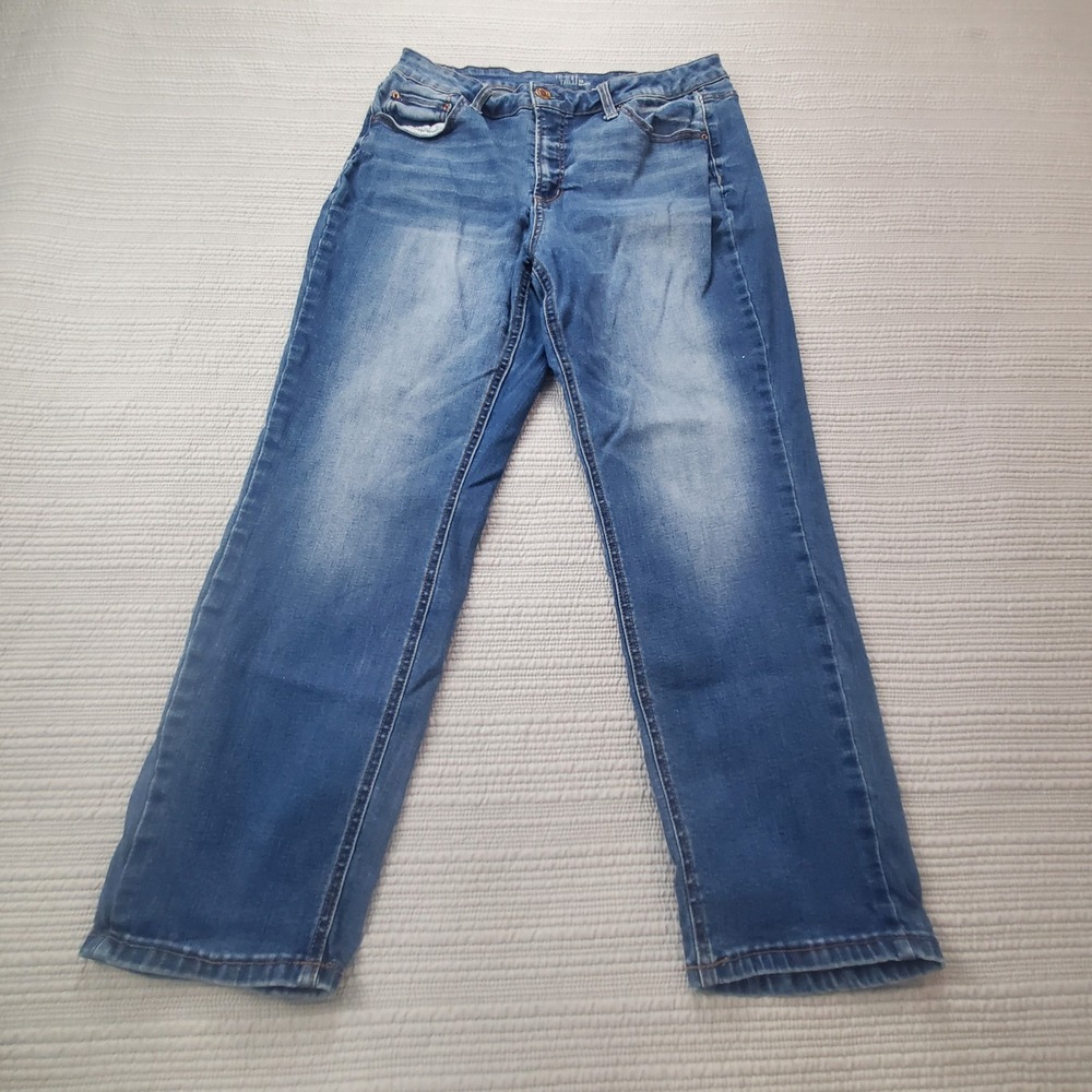 Straight Leg Faded‎ Blue Stretchy Mom Jeans Y2K Size 16